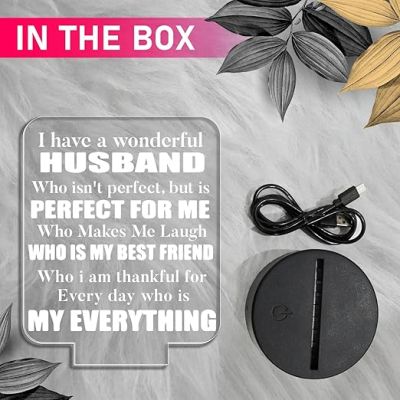 Engraved Night Lamp Gift for Husband   Express Your Feeling for Husband Gift  Birthday Gift for Husband  Multicolored Light